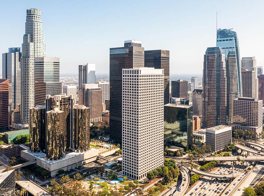 A view of the city from above.