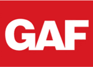 A red and white logo for gaf.